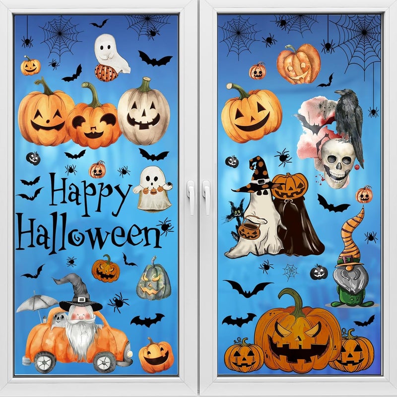 BV 102 Pcs Halloween Window Clings,8 Sheets Halloween Window Decorative Stickers for Decorations Holiday Outside Decorations(8x12inch) - Image 5
